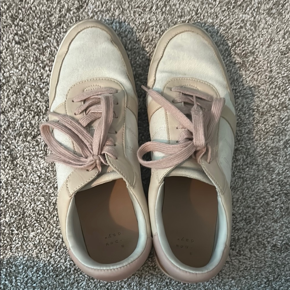 Cream and Pink Casual Sneakers
